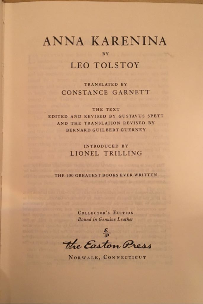 Anna Karenina - Leo Tolstoy (International Collectors Library - Hardcover) book collectible - Main Image 2