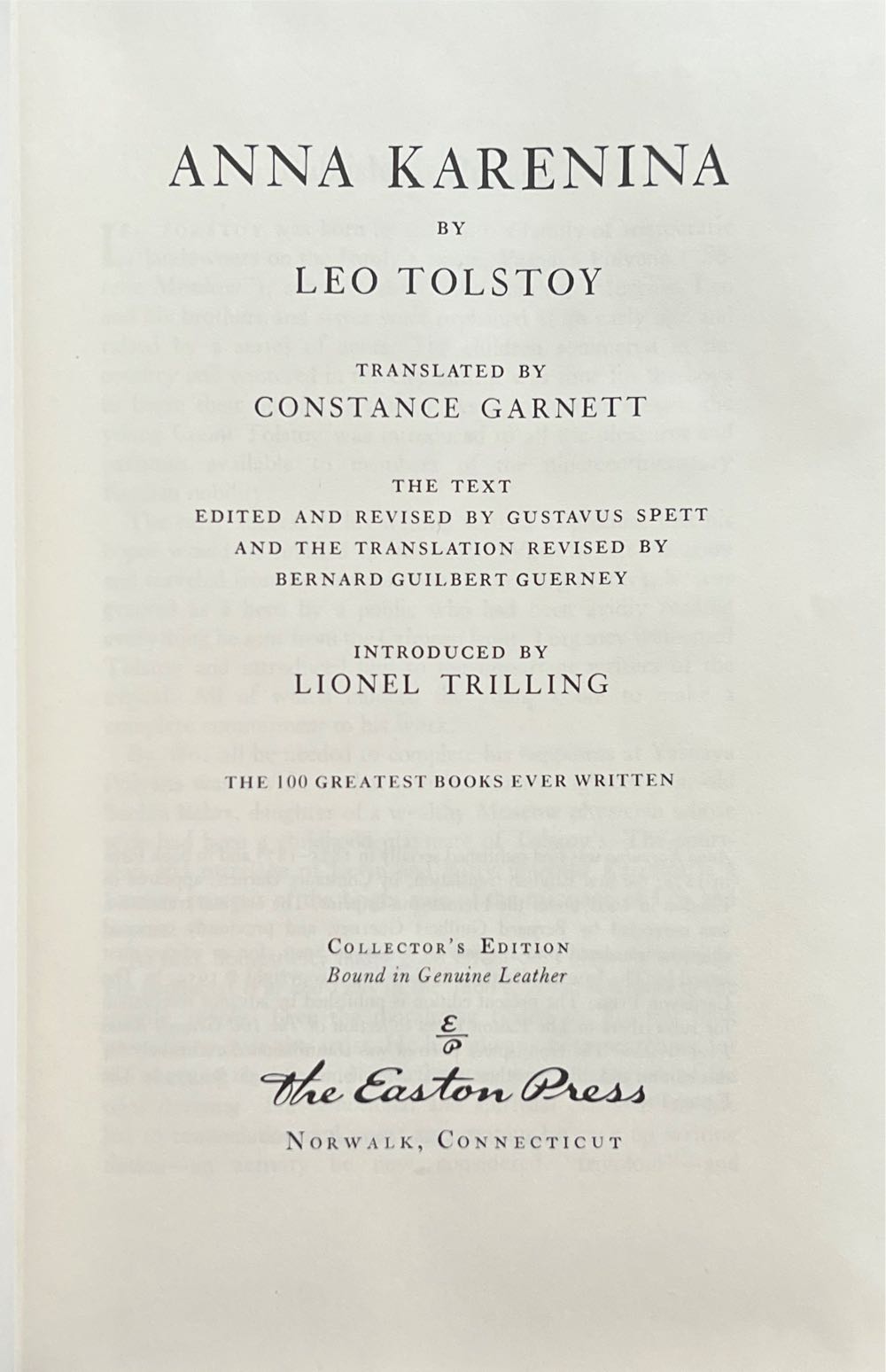Anna Karenina - Leo Tolstoy (International Collectors Library - Hardcover) book collectible - Main Image 3