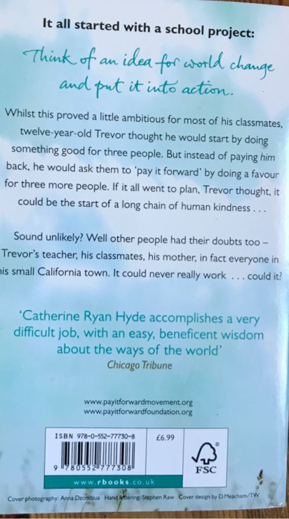 Pay It Forward  book collectible [Barcode 9780552777308] - Main Image 2