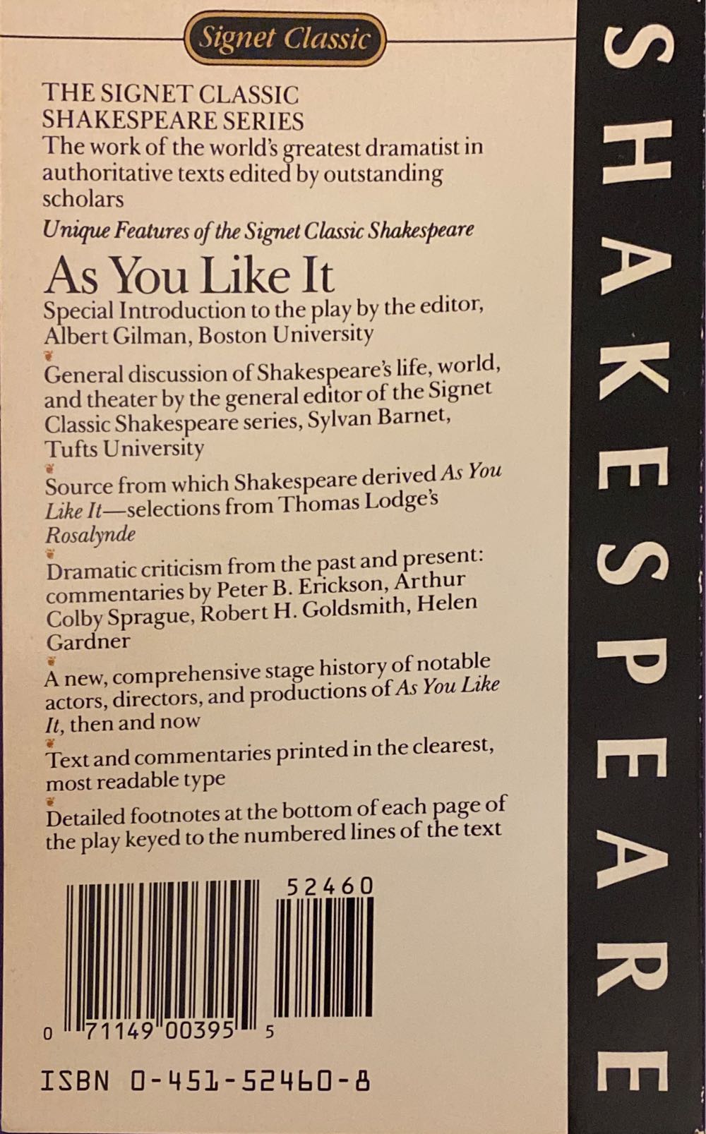 As You Like It - William Shakespeare (Signet Classics - Paperback) book collectible [Barcode 9780451524607] - Main Image 2