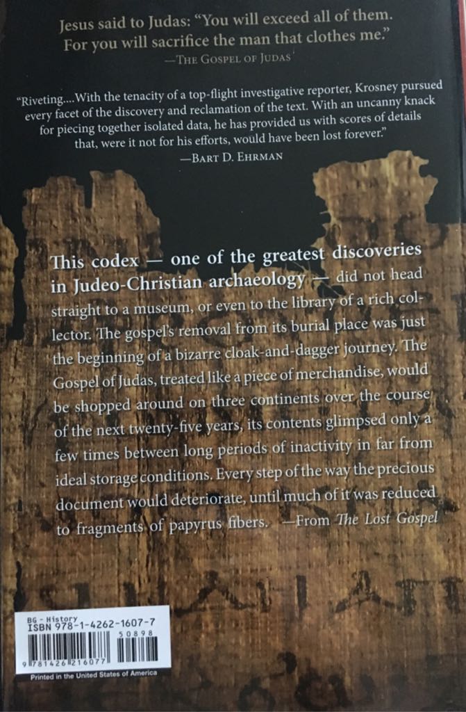 The Lost Gospel: The Quest for the Gospel of Judas Iscariot - Herbert Krosney (National Geographic - Hardcover) book collectible [Barcode 9781426216077] - Main Image 2