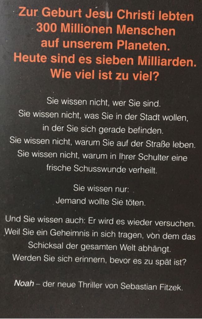 Noah - Sebastian Fitzek book collectible [Barcode 9783785724828] - Main Image 2