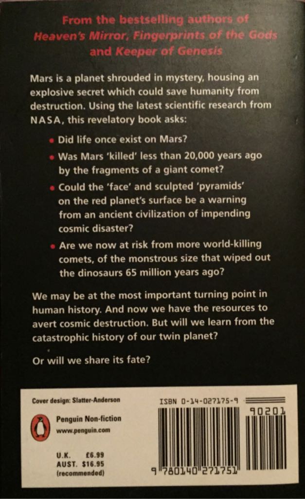 Mars Mystery, The - Graham Hancock (Penguin Books - Paperback) book collectible [Barcode 9780140271751] - Main Image 2