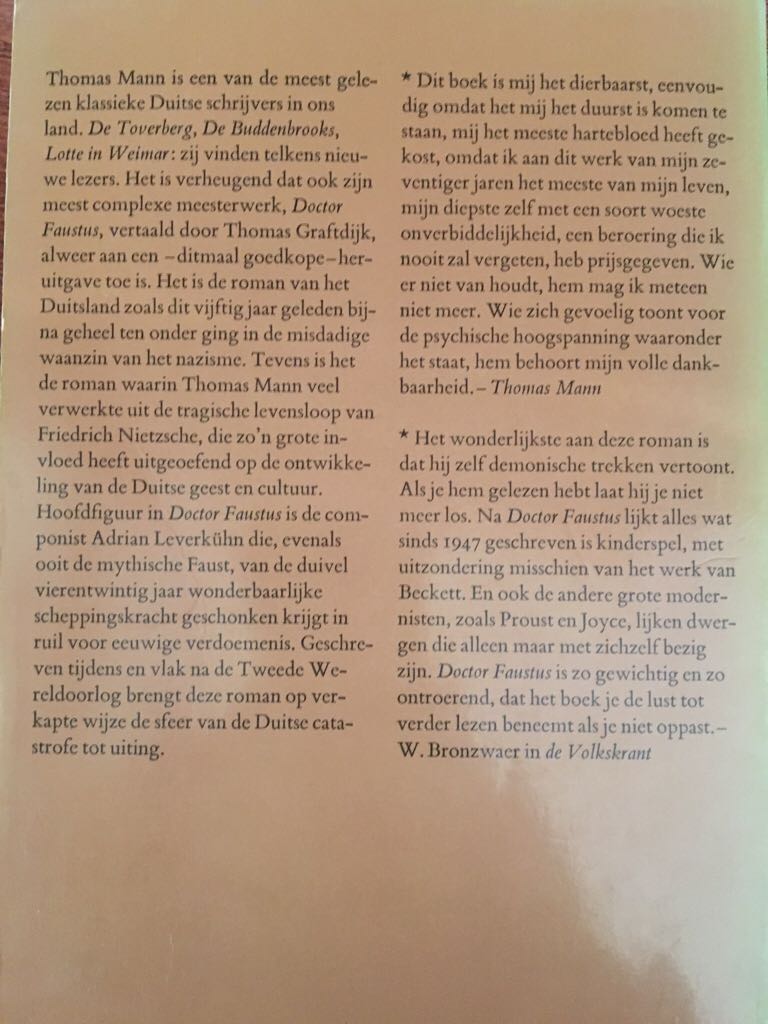 Doctor Faustus - Thomas Mann (De Arbeiderspers, Amsterdam - Paperback) book collectible [Barcode 9789029530200] - Main Image 2