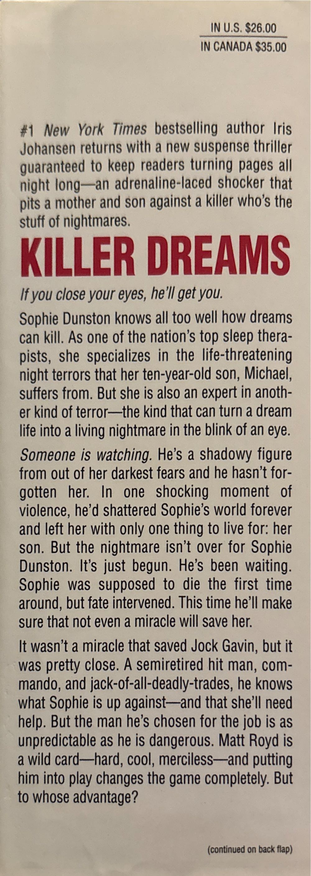 Killer Dreams - Iris Johansen (Bantam Dell Pub Group - Hardcover) book collectible [Barcode 9780553803440] - Main Image 2