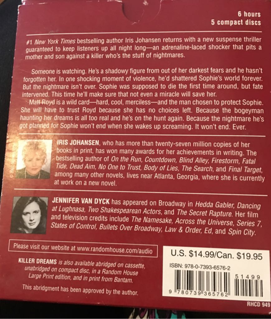 Killer Dreams - Iris Johansen (Random House) book collectible [Barcode 9780739365762] - Main Image 2
