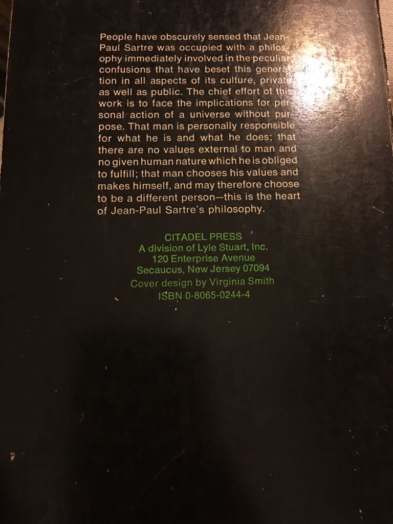 Existentialism and Human Emotions - Sartre, Jean-Paul (Citadel Press - Trade Paperback) book collectible [Barcode 9780806502441] - Main Image 2