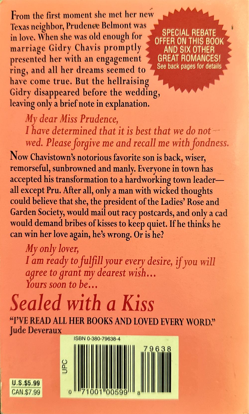 Sealed With A Kiss - Pamela Morsi (Avon - Paperback) book collectible [Barcode 9780380796380] - Main Image 2