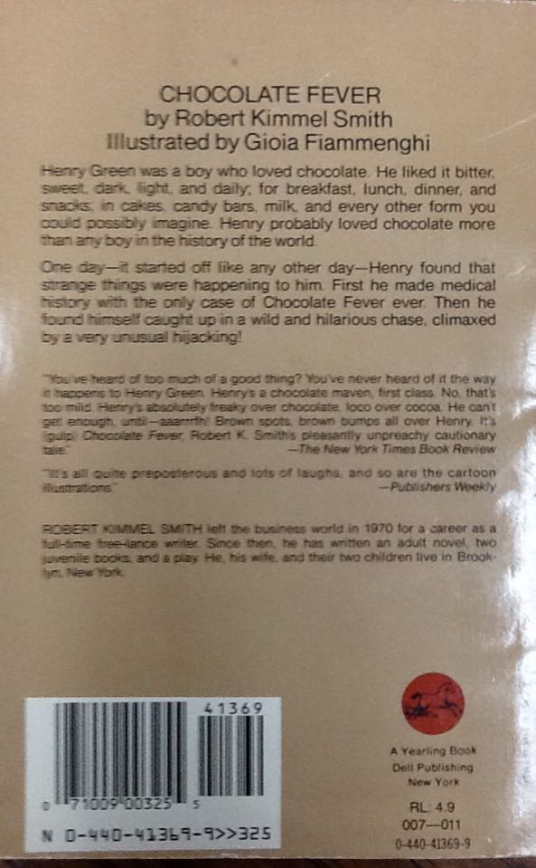 Chocolate Fever - Robert Kimmel Smith (Yearling - Paperback) book collectible [Barcode 9780440413691] - Main Image 2