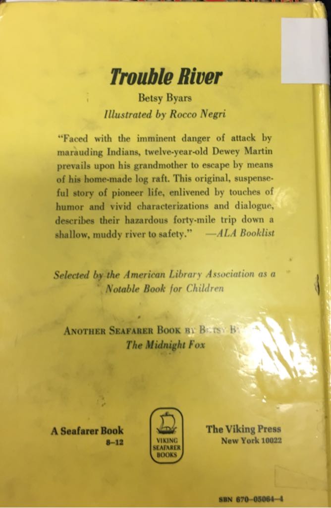 Trouble River - Betsy Byars (The Viking Press - Hardcover) book collectible [Barcode 0140342435] - Main Image 2