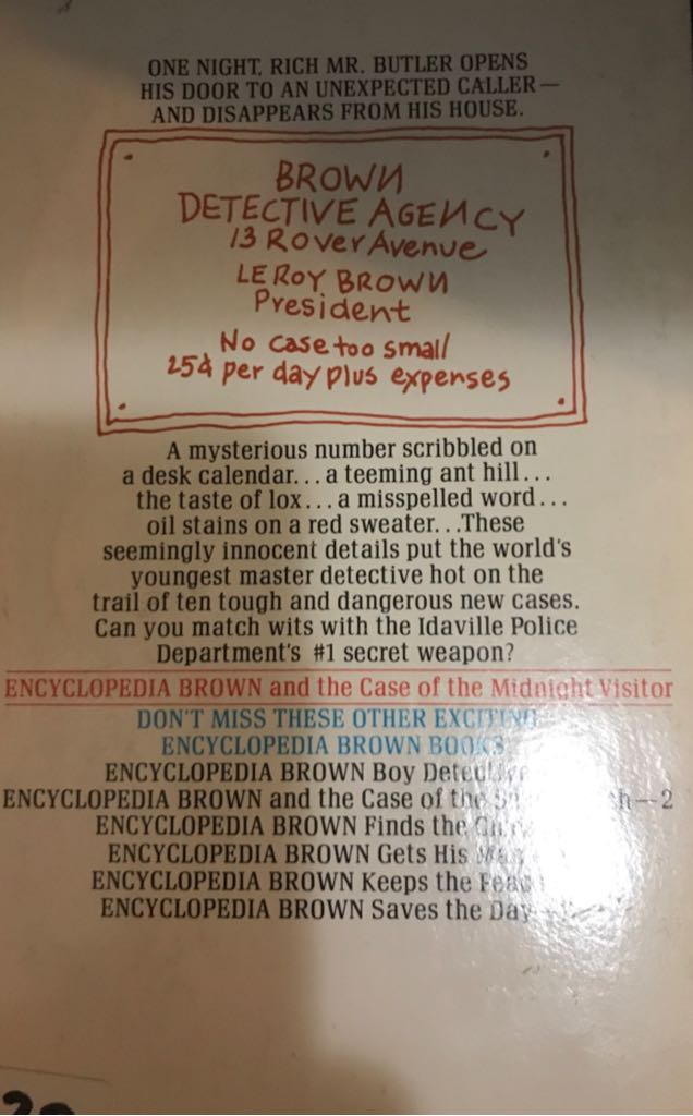 Encyclopedia Brown And The Case Of The Midnight Visitor - Donald Sobol book collectible [Barcode 9780553150766] - Main Image 2
