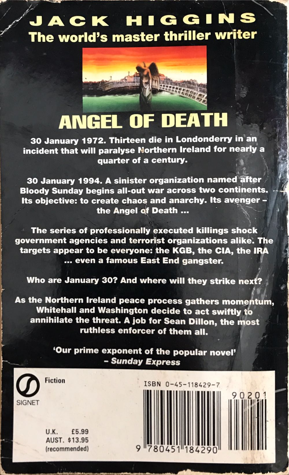 Angel Of Death - Jack Higgins (Signet - Paperback) book collectible [Barcode 9780451184290] - Main Image 2