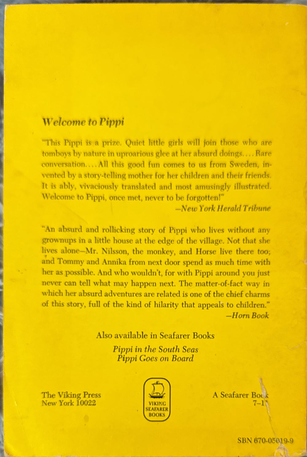 Pippi Longstocking - Astrid Lindgren (Viking Seafarer) book collectible - Main Image 2