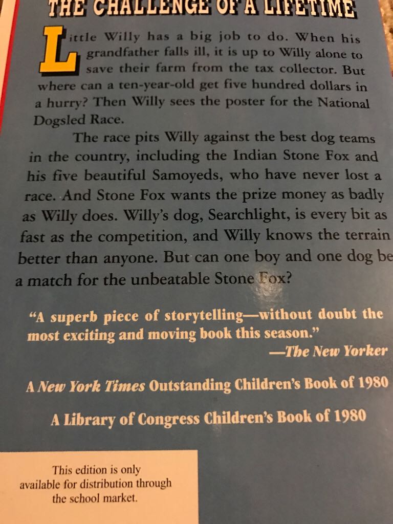 Stone Fox  - Gardiner, John (Paperback) book collectible - Main Image 2