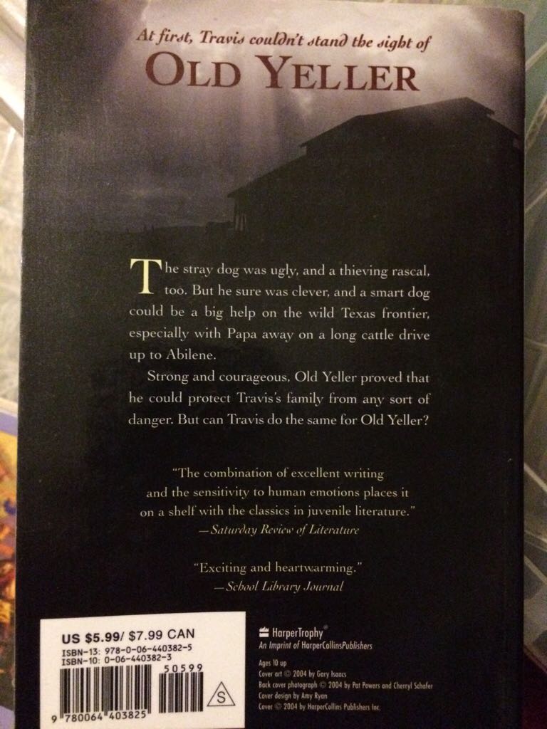 Old Yeller - Fred Gipson (HarperTrophy - Paperback) book collectible [Barcode 9780064403825] - Main Image 2