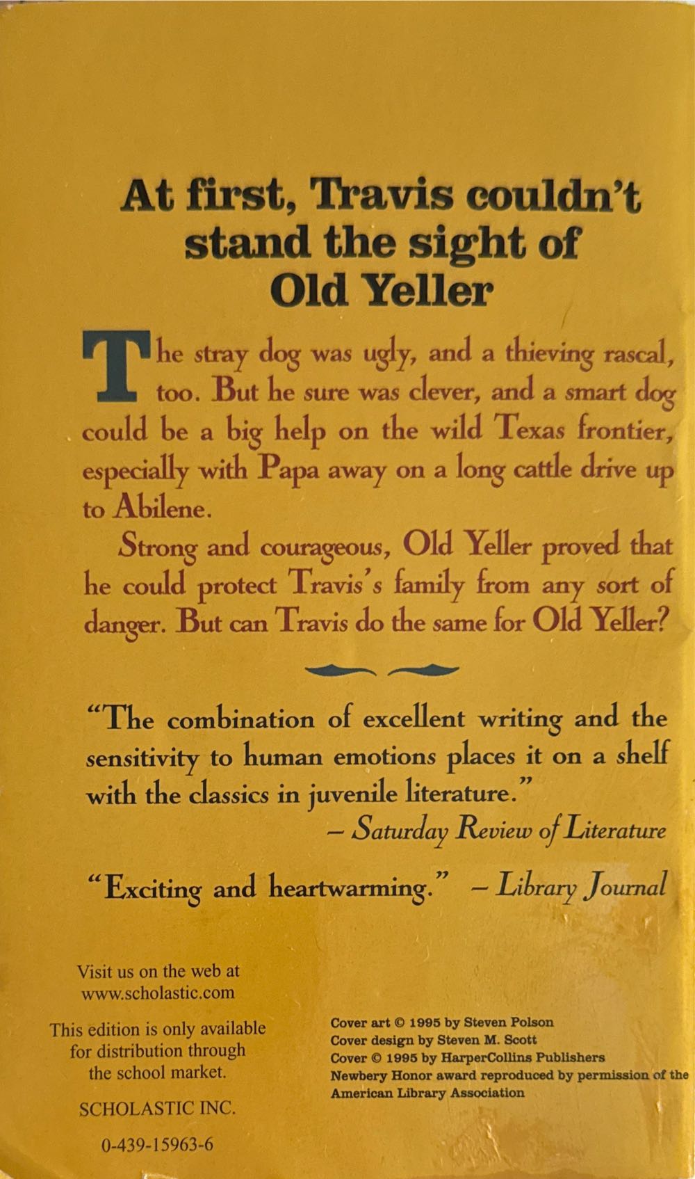 Old Yeller - Fred Gipson (Scholastic - Paperback) book collectible [Barcode 9780329022785] - Main Image 2