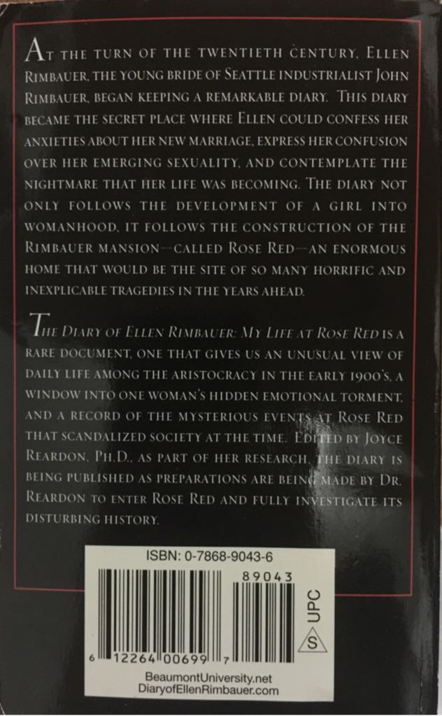 The Diary Of Ellen Rimbauer: My Life At Rose Red - Joyce Reardon (Hyperion Books - Paperback) book collectible [Barcode 9780786890439] - Main Image 2
