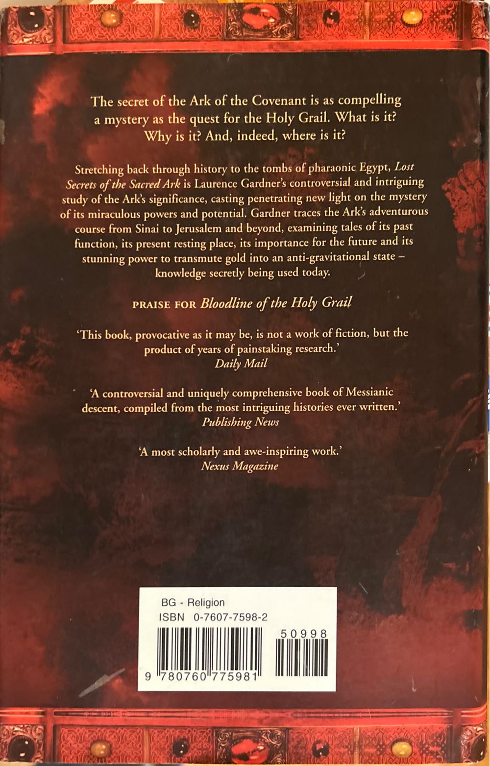 Lost Secrets Of The Sacred Ark - Laurence Gardner (Barnes & Noble - Hardcover) book collectible [Barcode 9780760775981] - Main Image 2