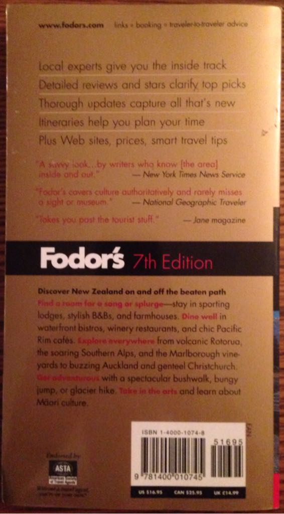 New Zealand - Ercelawn, Ayesha (Fodor’s Travel Publications - Paperback) book collectible [Barcode 9781400010745] - Main Image 2