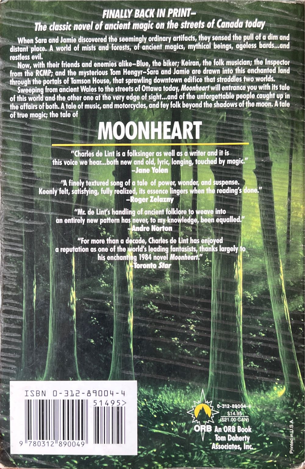 Moonheart - Charles de Lint (Orb - Trade Paperback) book collectible [Barcode 9780312890049] - Main Image 2