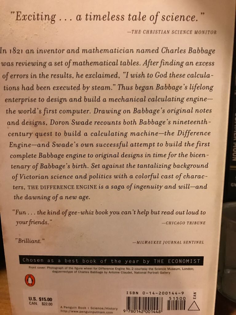 Difference Engine, The - William Gibson (A Penguin Book) book collectible [Barcode 9780142001448] - Main Image 2