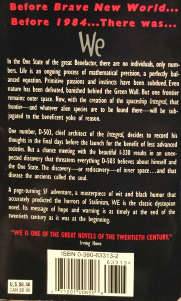 We - Yevgeny Zamyatin (Eos - Paperback) book collectible [Barcode 9780380633135] - Main Image 2