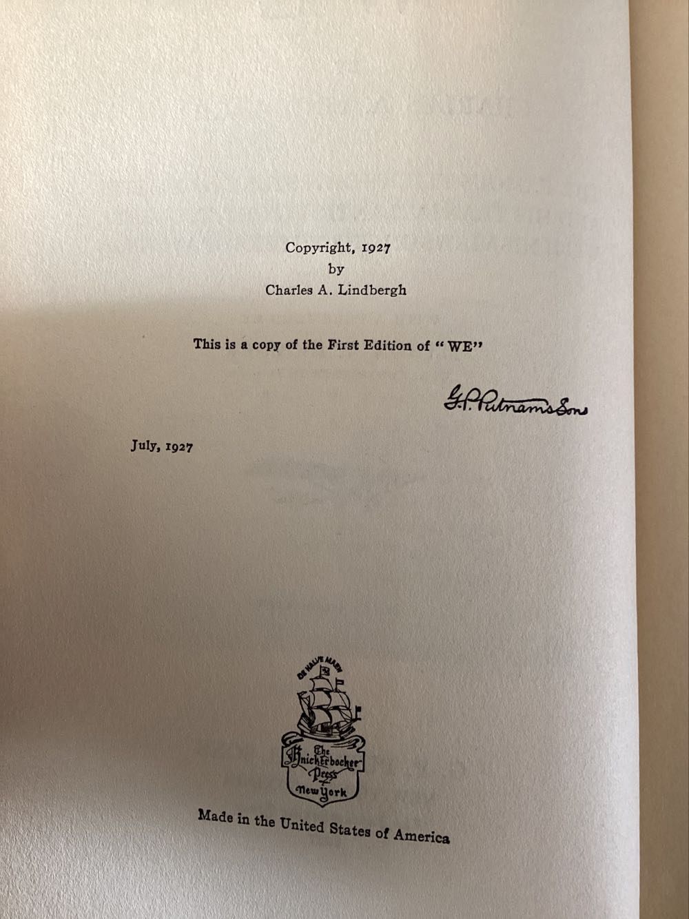 We - Charles A. Lindbergh (G.P. Putnam  & Sons - Hardcover) book collectible - Main Image 2