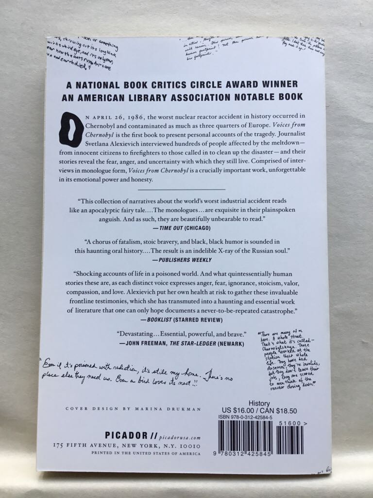 Voices From Chernobyl - Svetlana Alexeivich (Picador - Trade Paperback) book collectible [Barcode 9780312425845] - Main Image 2