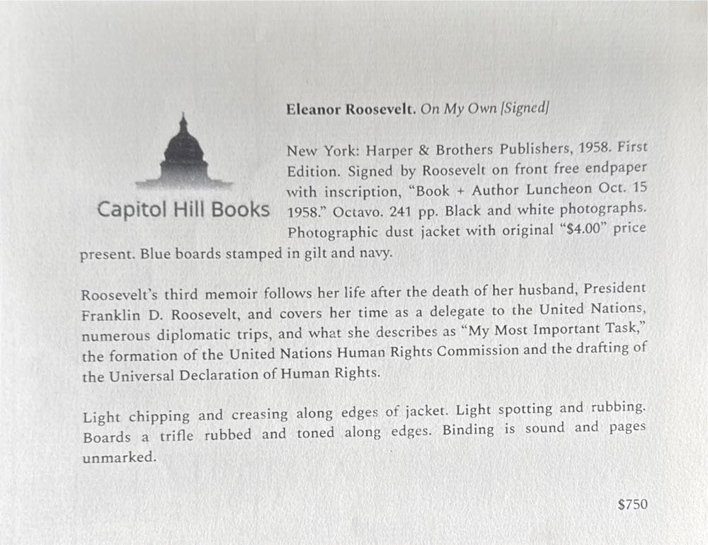 On My Own - Eleanor Roosevelt (Harper - Hardcover) book collectible [Barcode 9780976504023] - Main Image 4