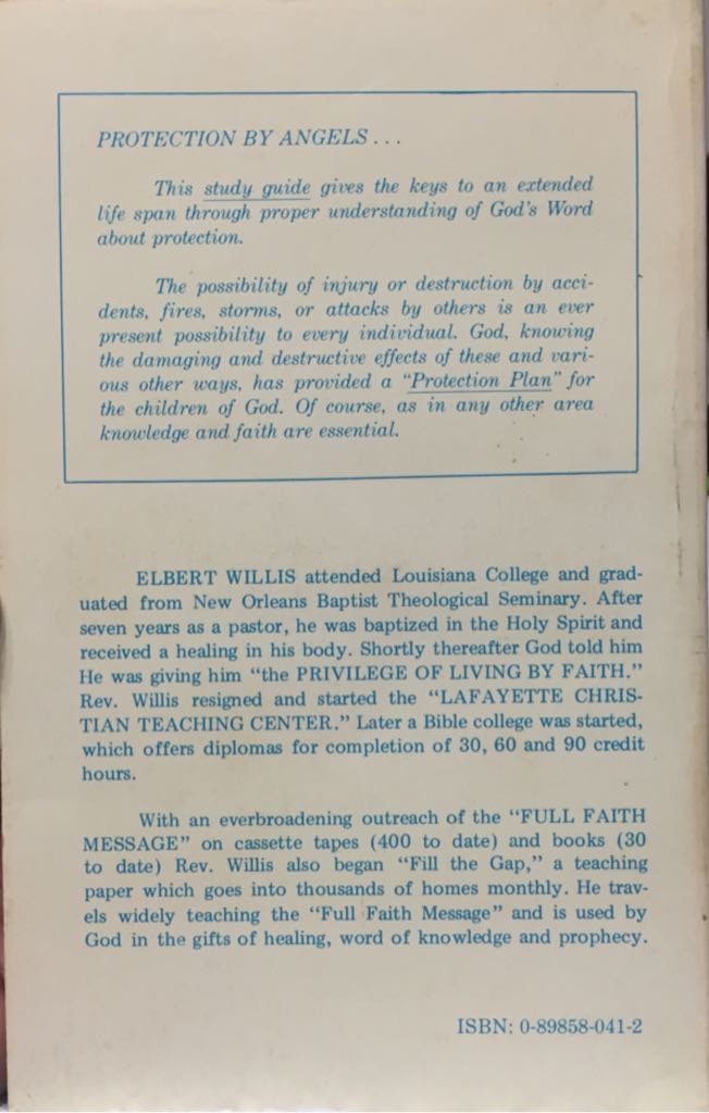 Protection By Angels - Elbert (Fill The Gap Publications - Paperback) book collectible [Barcode 0898580412] - Main Image 2