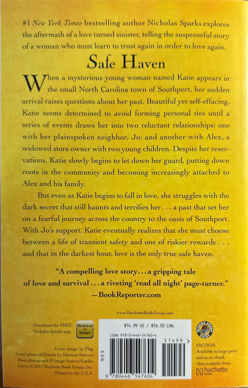 Safe Haven - Nicholas Sparks (Grand Central Pub - Paperback) book collectible [Barcode 9780446547604] - Main Image 2