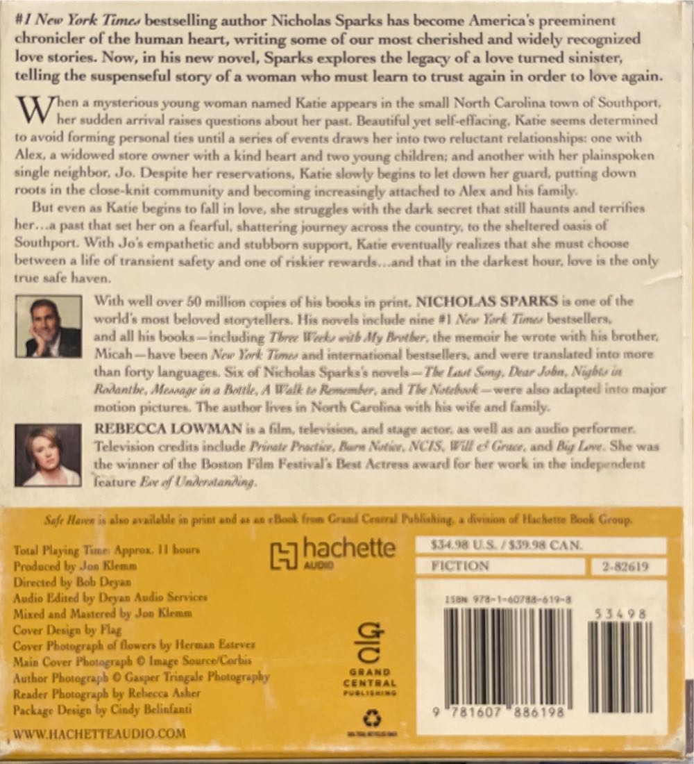 Safe Haven - Nicholas Sparks (- Audiobook) book collectible [Barcode 9781607886198] - Main Image 2