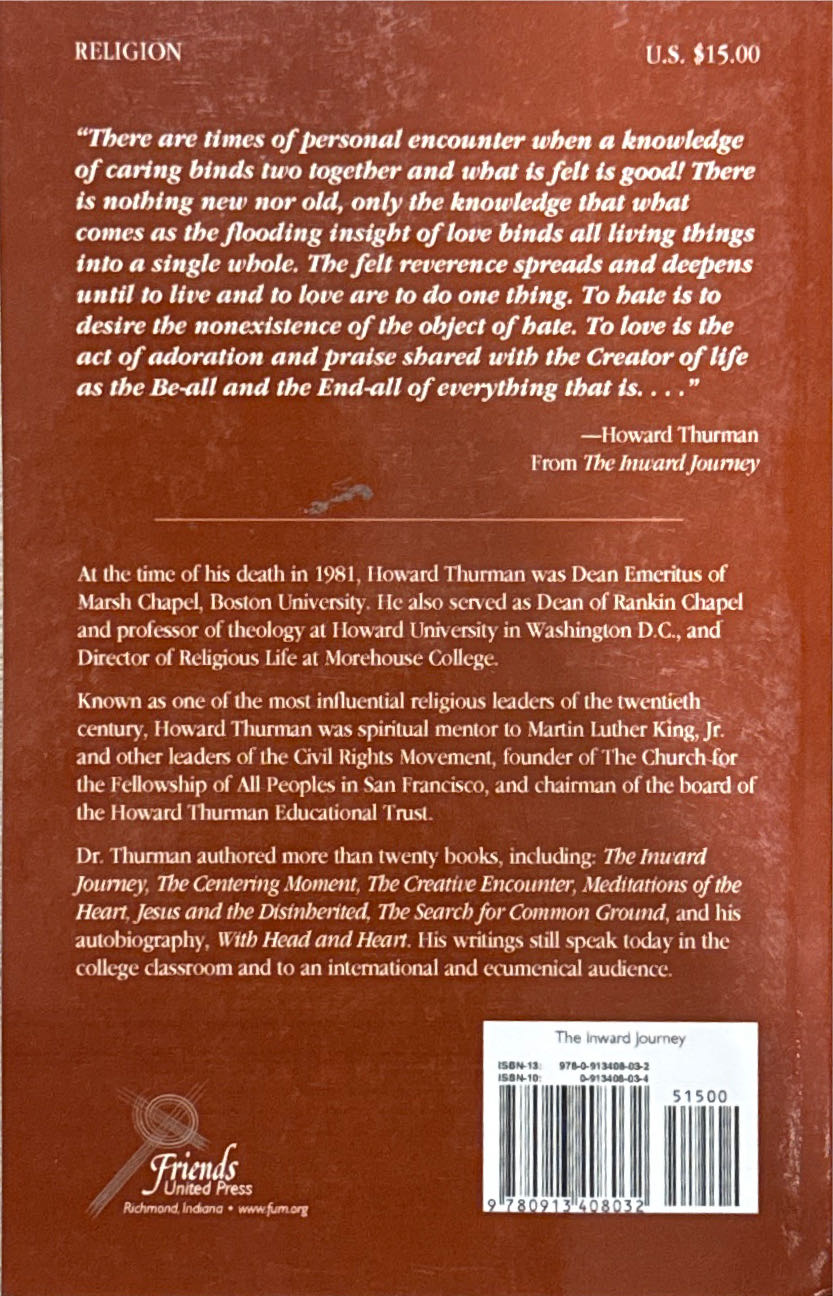 The Inward Journey - Howard Thurman book collectible [Barcode 9780913408032] - Main Image 2