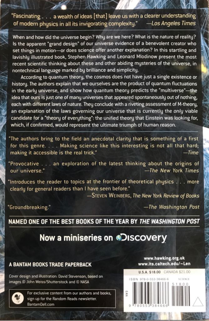 The Grand Design - Stephen Hawking (Bantam - Paperback) book collectible [Barcode 9780553384666] - Main Image 2