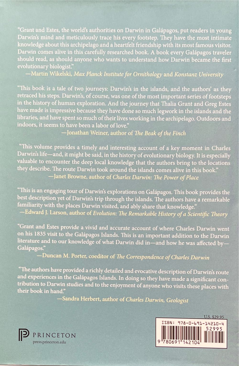 Darwin In Galapagos - K Thalia Grant (Princeton - Hardcover) book collectible [Barcode 9780691142104] - Main Image 2