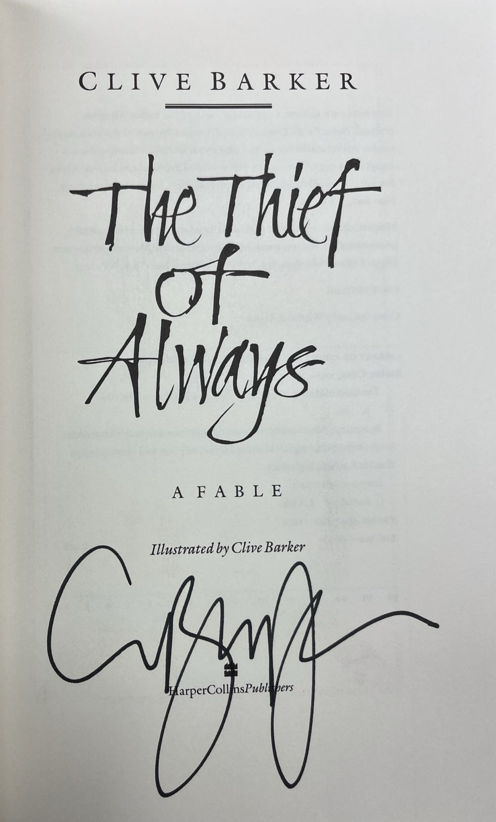 The Thief of Always - Clive Barker (Harper Collins Publishers - Hardcover) book collectible [Barcode 9780060177249] - Main Image 3