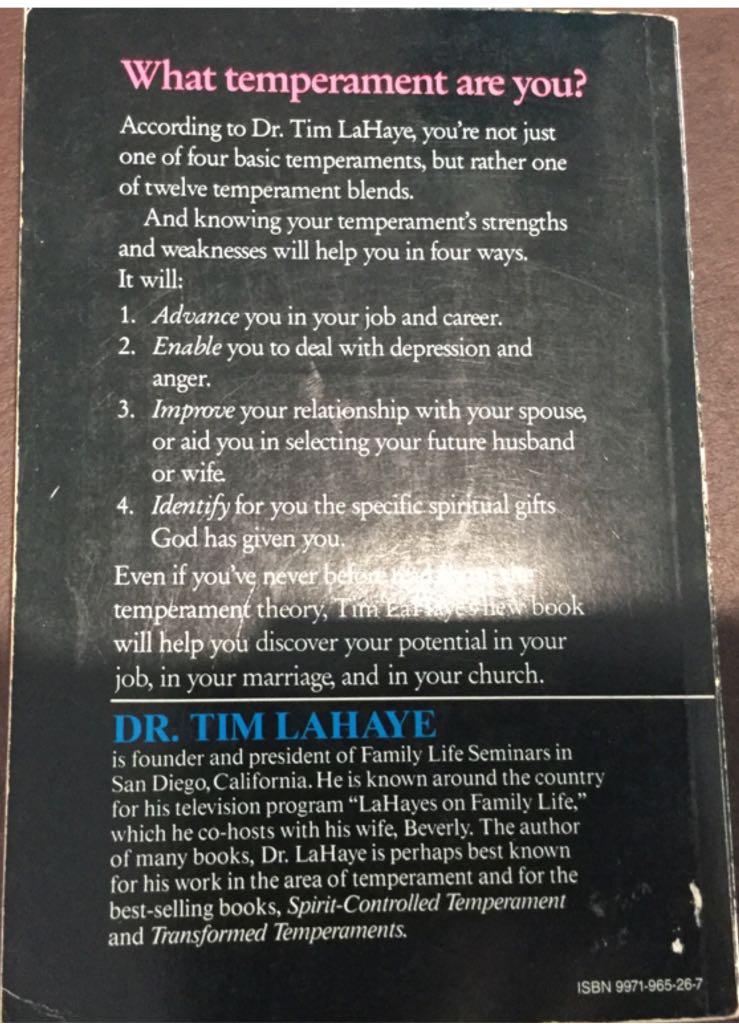 Your Temperament: Discover Its Potential - Tim (Tyndale House Publishers - Hardcover) book collectible [Barcode 0842387528] - Main Image 2