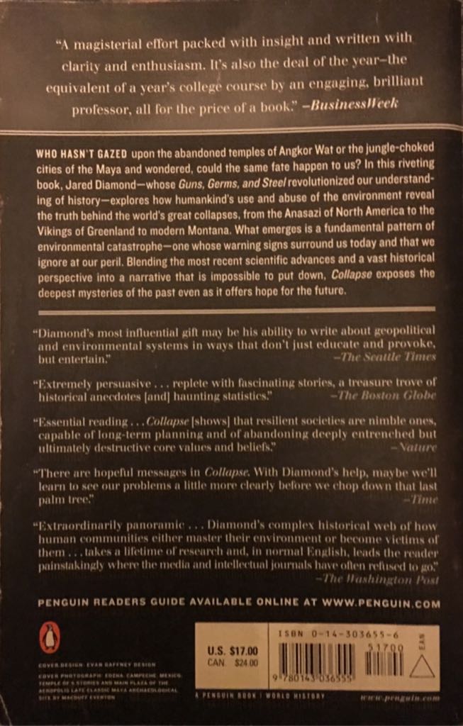 Collapse - Jared Diamond (Penguin Books - Paperback) book collectible [Barcode 9780143036555] - Main Image 2