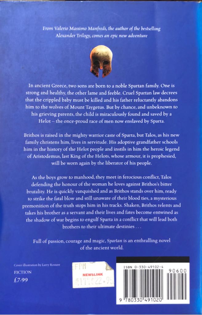 Spartan - Valerio Manfredi (Pan Macmillan - Paperback) book collectible [Barcode 9780330491020] - Main Image 2