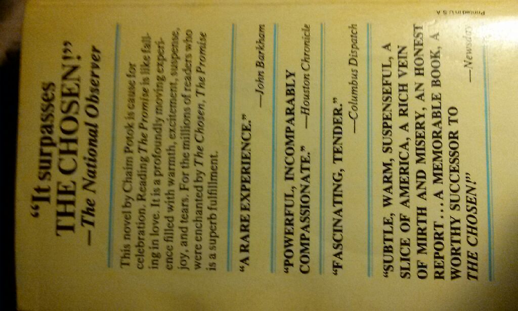 The Promise - Chaim Potok (Fawcett Crest - Paperback) book collectible [Barcode 9780449001165] - Main Image 2