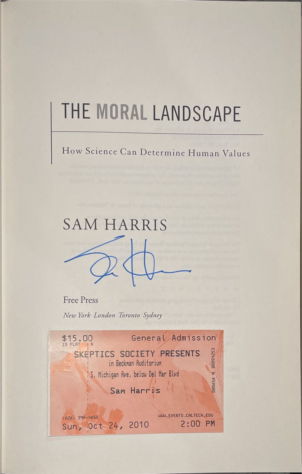 Moral Landscape, The - Sam Harris (Free Press - Paperback) book collectible [Barcode 9781439171219] - Main Image 2