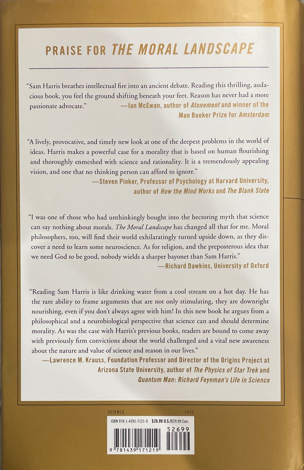 Moral Landscape, The - Sam Harris (Free Press - Paperback) book collectible [Barcode 9781439171219] - Main Image 4