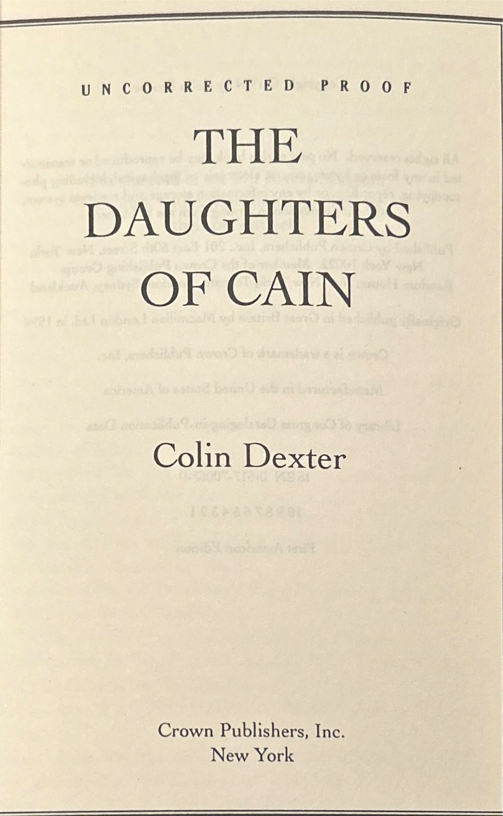 The Daughters of Cain - Colin Dexter (Crown Pub - Paperback) book collectible [Barcode 9780517700679] - Main Image 2