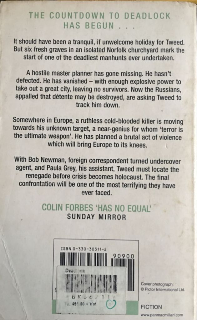 Deadlock - Colin Forbes (Pan Books - Paperback) book collectible [Barcode 9780330303118] - Main Image 2