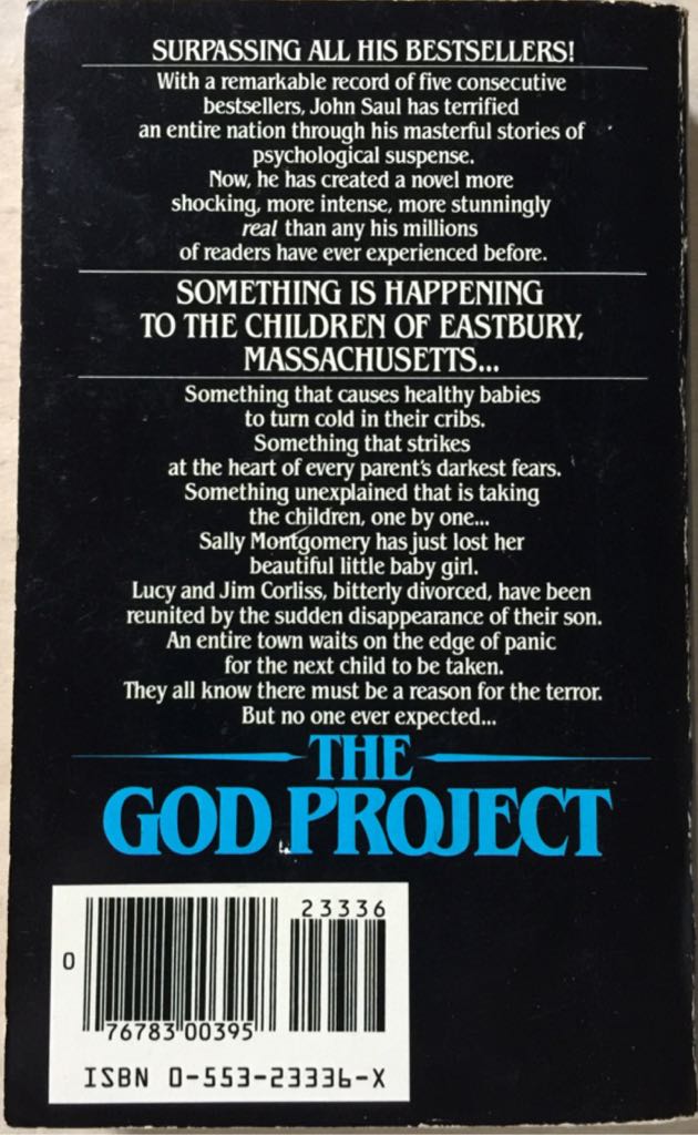 The God Project - John Saul (Bantam - Paperback) book collectible [Barcode 9780553233360] - Main Image 2