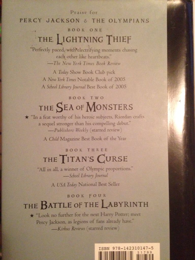 The Last Olympian - Rick Riordan (Disney-Hyperion - Hardcover) book collectible [Barcode 9781423101475] - Main Image 2