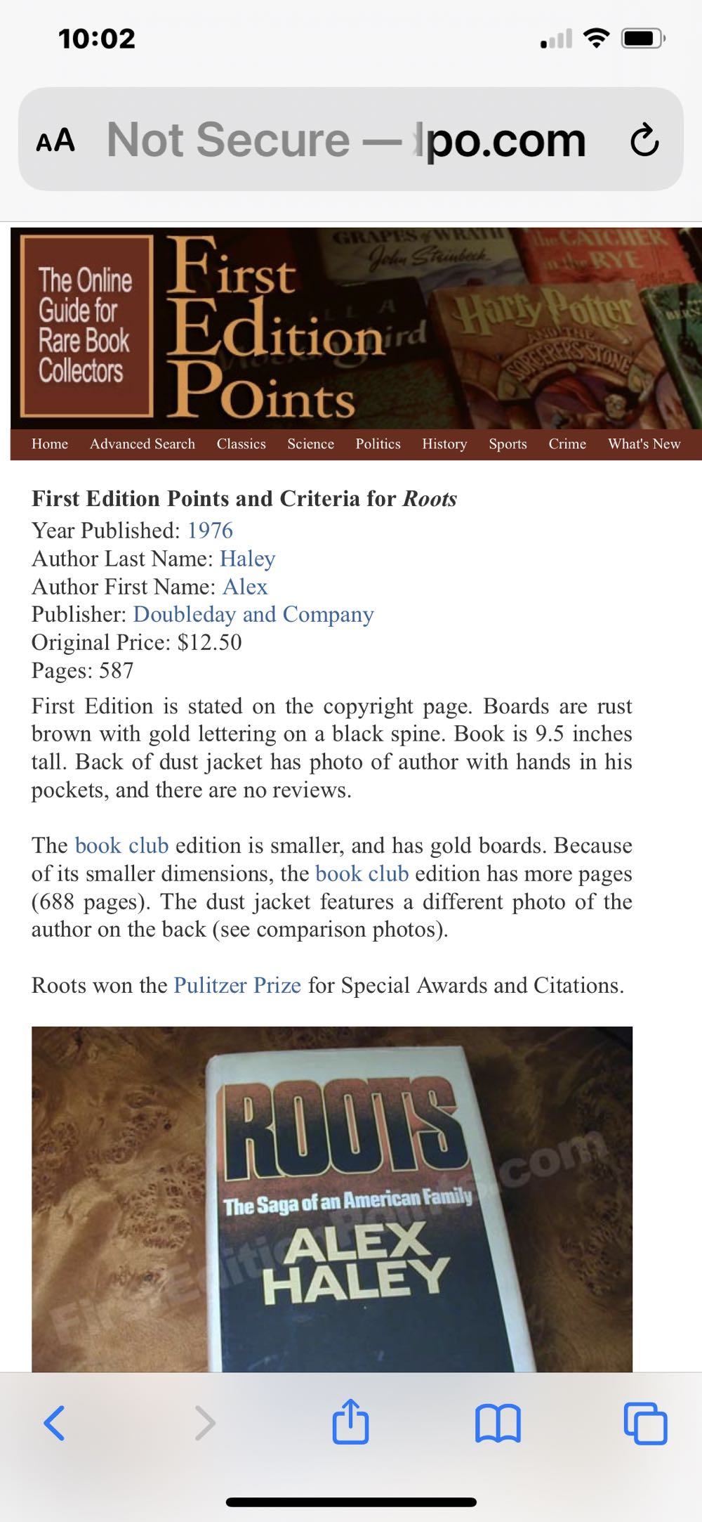 Roots - Alex Haley (Hardcover) book collectible - Main Image 2