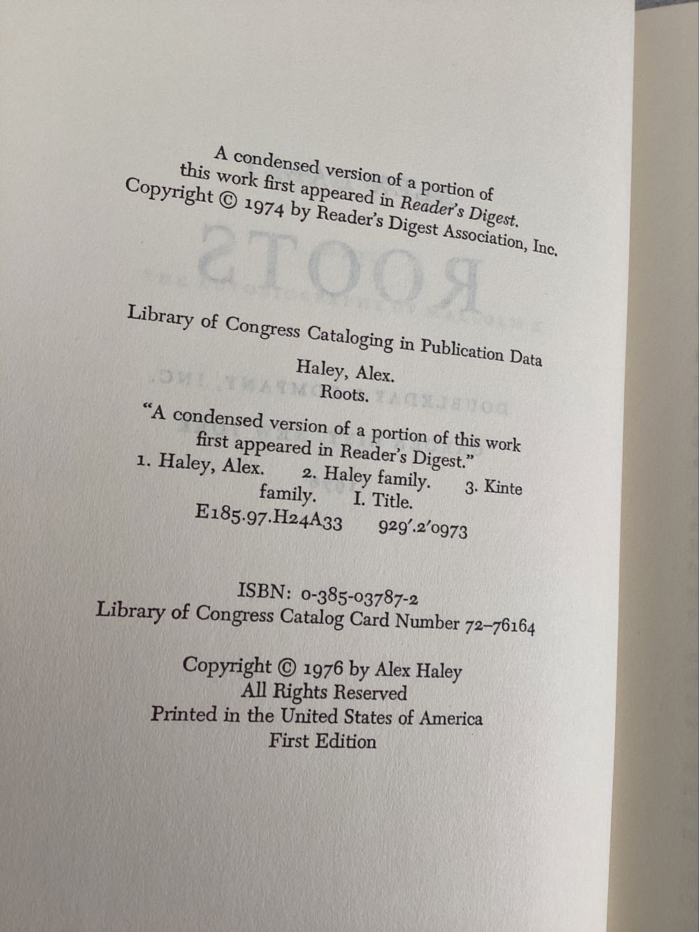 Roots - Alex Haley (Double Day & Company, Inc. - Hardcover) book collectible - Main Image 2