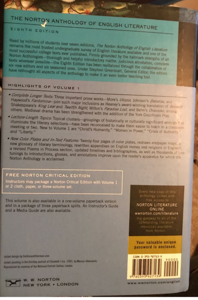 The Norton Anthology Of English Literature - Stephen Greenblatt book collectible [Barcode 9780393927139] - Main Image 2