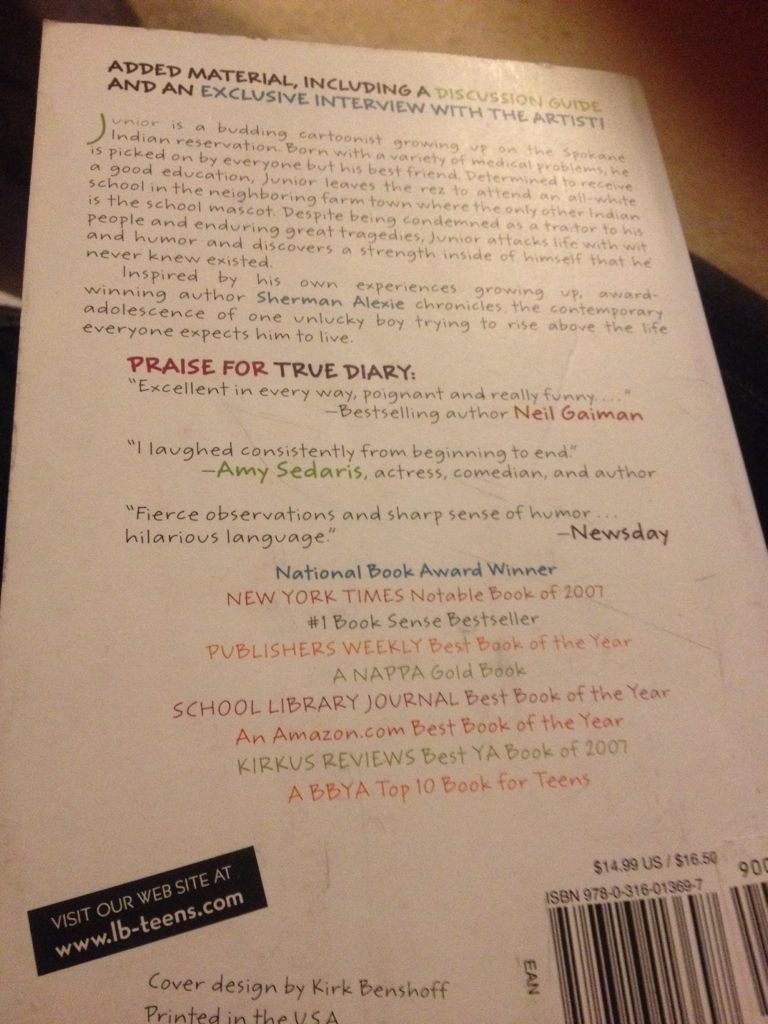 The Absolutely True Diary Of A Part-time Indian  (Little, Brown & Company - Paperback) book collectible - Main Image 2